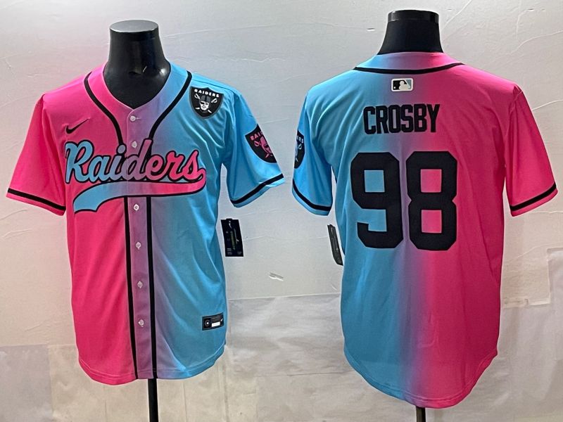 Men 2025 Oakland Raiders #98 Crosby Blue pink Nike Limited NFL Jersey style 005